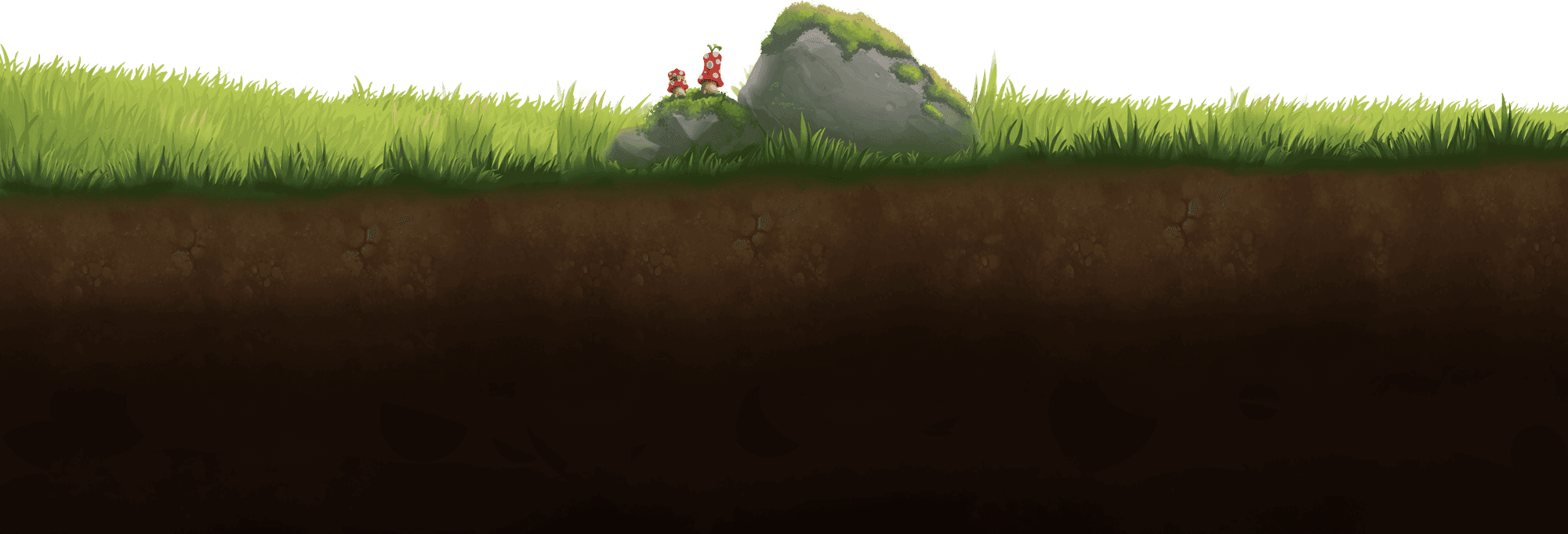 vertical slice of grass covered ground